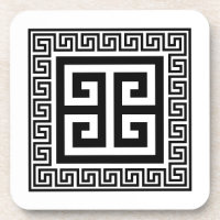 Dessous de verre de design noir Motif grec