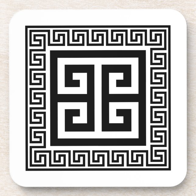 Dessous de verre de design noir Motif grec (Devant)