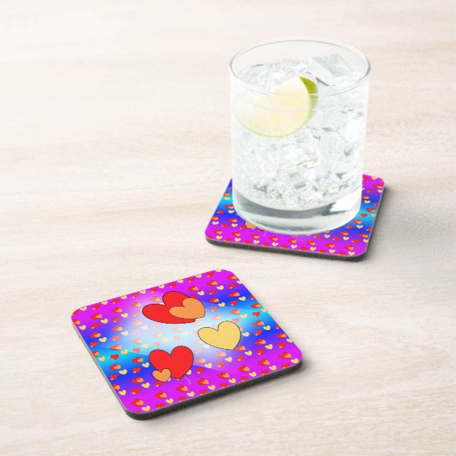 Dessous de verre de fête du Cartoon Motif Hearts (Côté Droit)