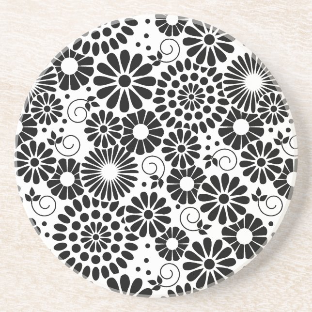 Dessous de verre de fleurs blanches rétro (Devant)