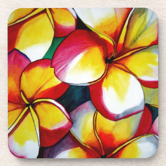 Dessous de verre de fleurs Frangipani roses (Devant)