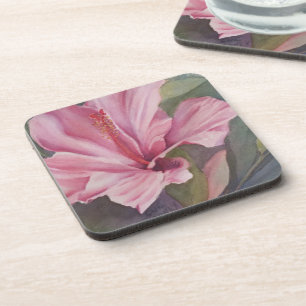 Dessous de verre DE FLEURS HIBISQUES ROSES
