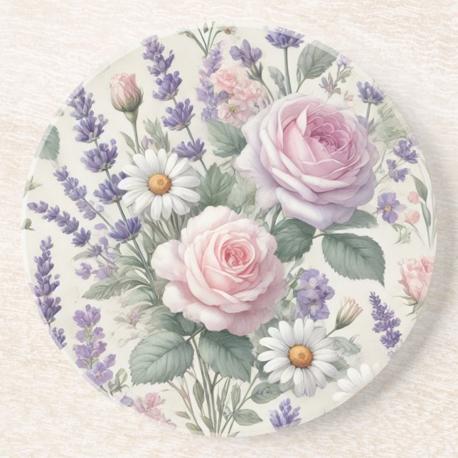 Dessous de verre de fleurs romantique (Devant)