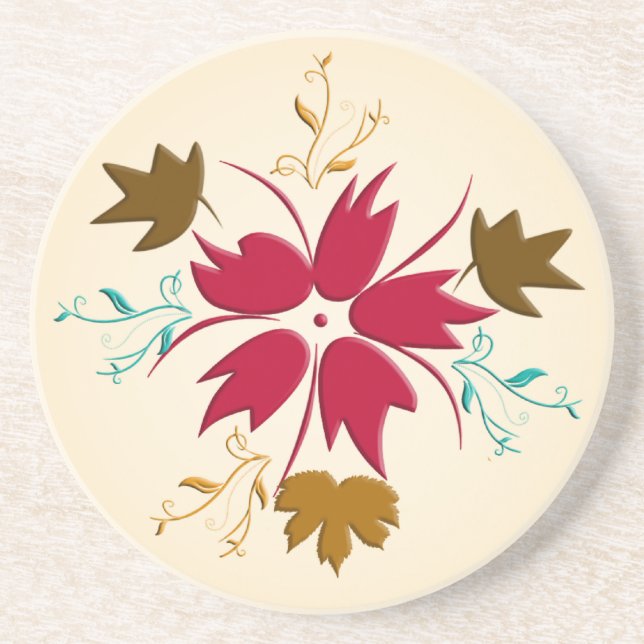 Dessous de verre de fleurs rouges de Noël (Devant)