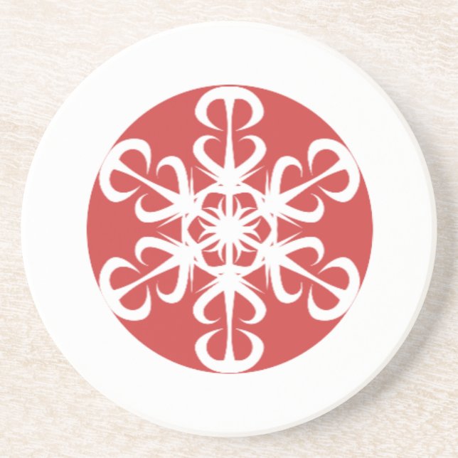 Dessous de verre de flocons rouges et blancs (Devant)