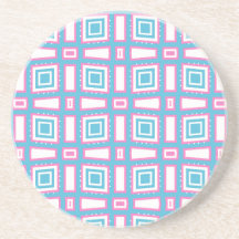Dessous de verre de grès avec Carrés Motifs