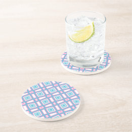 Dessous de verre de grès avec Carrés Motifs