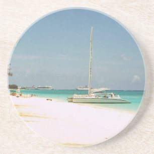 Dessous de verre de grès avec scène de l'île Cayma
