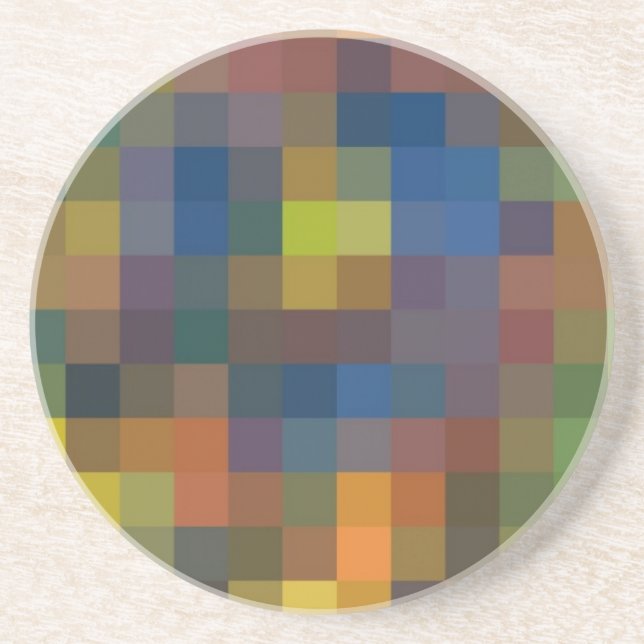 Dessous de verre de grès Carrés Brown bleu (Devant)