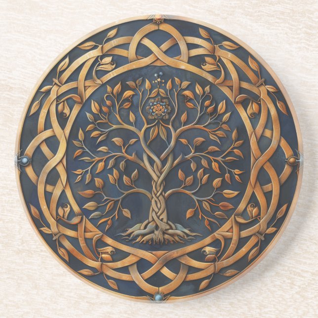 Dessous de verre de grès celtique de l'arbre de vi (Devant)