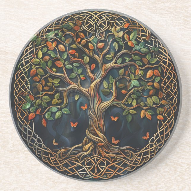 Dessous de verre de grès celtique de l'arbre de vi (Devant)