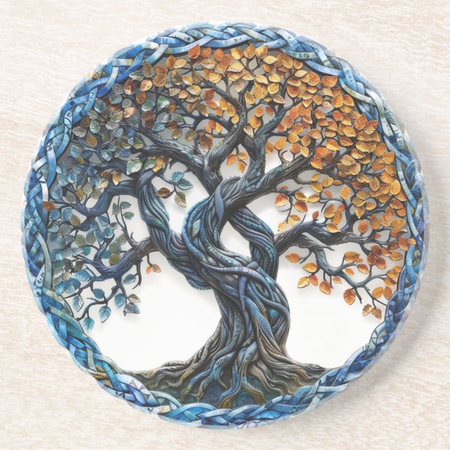 Dessous de verre de grès celtique de l'arbre de vi (Devant)