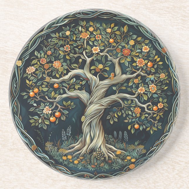 Dessous de verre de grès celtique de l'arbre de vi (Devant)