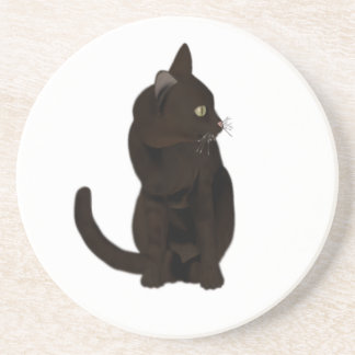 Dessous de verre de grès de chat noir
