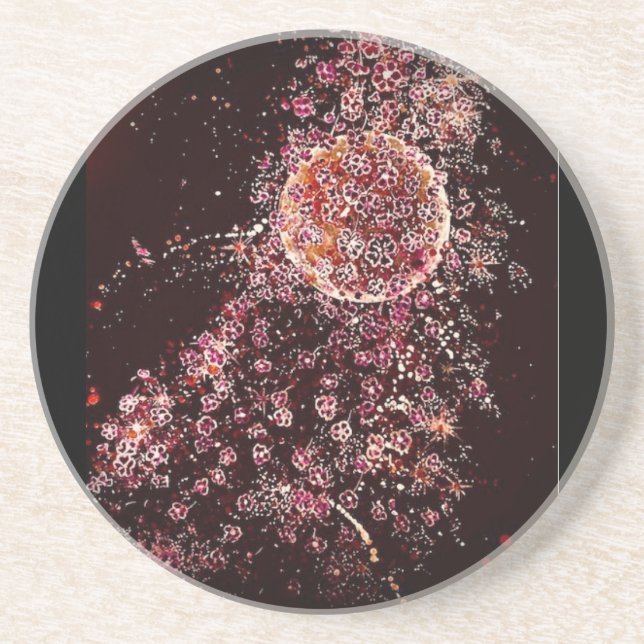 Dessous de verre de grès de la lune de fleurs (Devant)