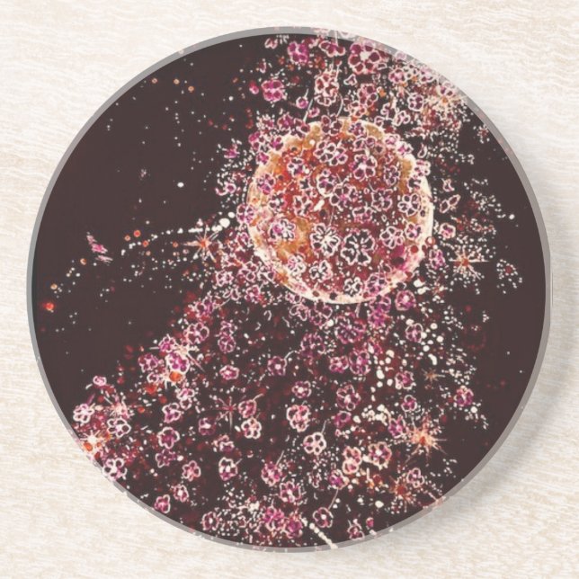 Dessous de verre de grès de la lune de fleurs (Devant)