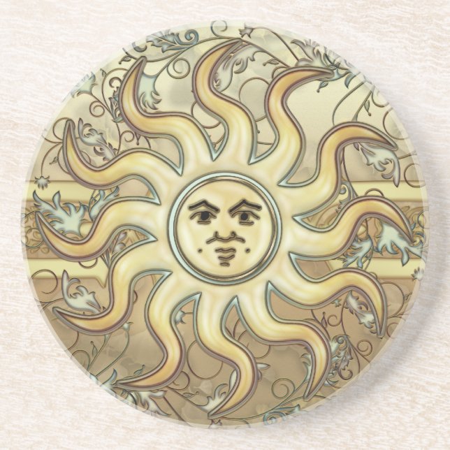 Dessous de verre de grès de symbole de Sun (Devant)