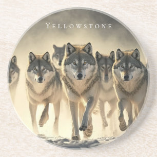 Dessous de verre de grès de Yellowstone Loups