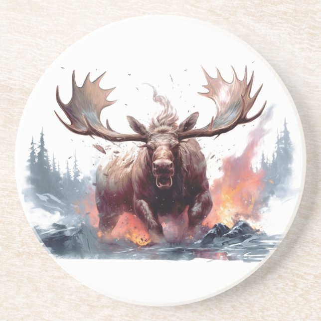 Dessous de verre de grès de Yellowstone Moose (Devant)