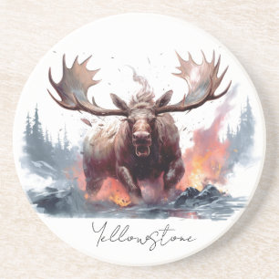 Dessous de verre de grès de Yellowstone Moose
