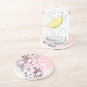 Dessous de verre de grès en grès de fleurs de ceri