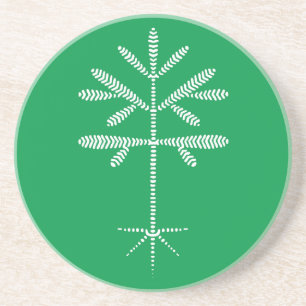 Dessous de verre de grès en vert avec écaillage bl