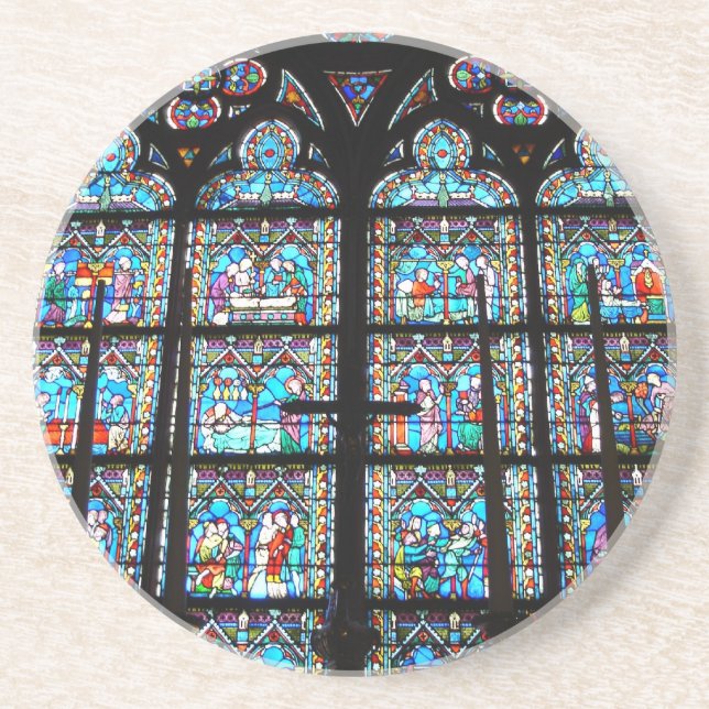 Dessous de verre de grès--Fenêtres en verre teinté (Devant)
