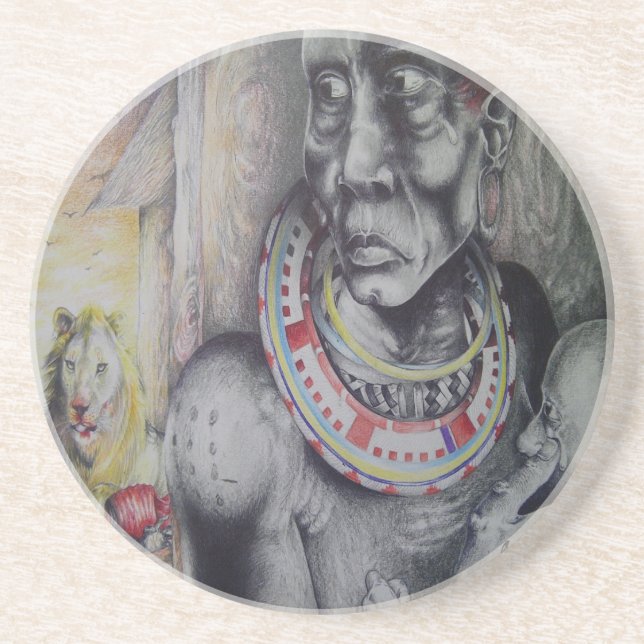 Dessous de verre de grès Hakuna Matata Masai (Devant)
