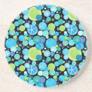 Dessous de verre de grès : Motif de la lune bleue 