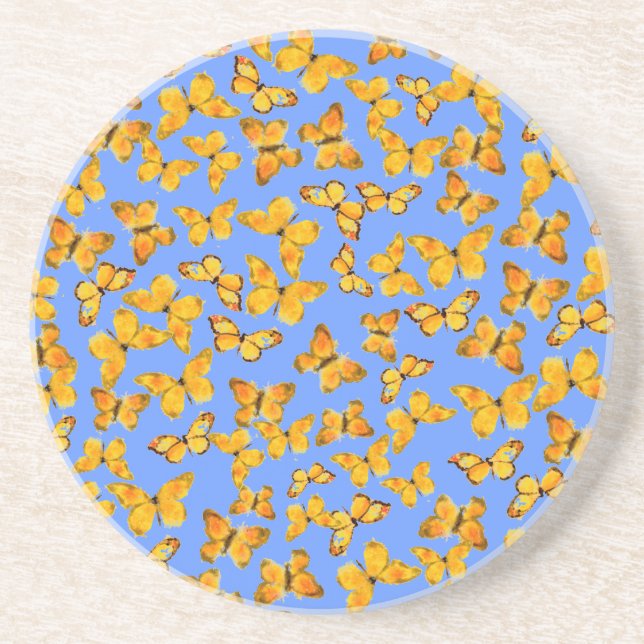 Dessous de verre de grès, papillons d'or sur le (Devant)