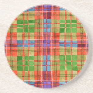 DESSOUS DE VERRE de grès rond MAC RAE TARTAN
