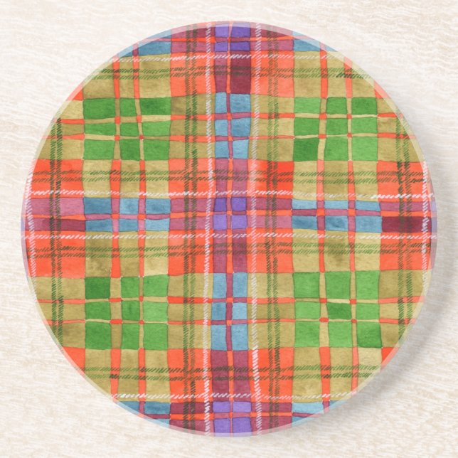 DESSOUS DE VERRE de grès rond MAC RAE TARTAN (Devant)