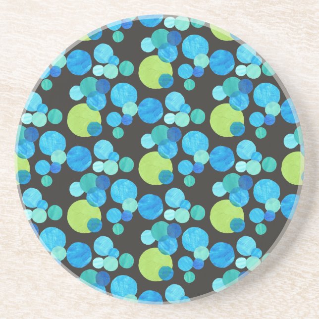 Dessous de verre de grès rond, Motif Blue Moons (Devant)