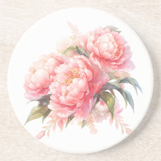 Dessous de verre de grès rose Peonies