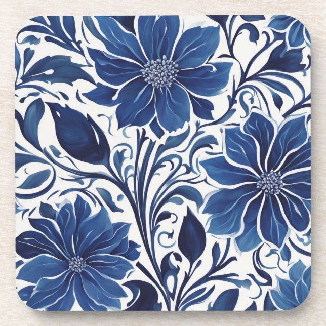dessous de verre de jardin à fleurs indigo (Devant)
