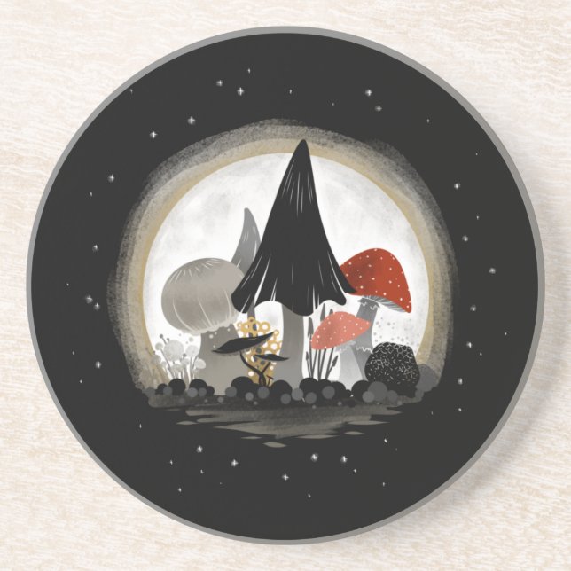 Dessous de verre de la lune de récolte de champign (Devant)