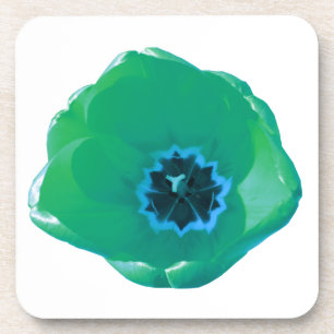 Dessous de verre de liège de tulipe verte et bleue