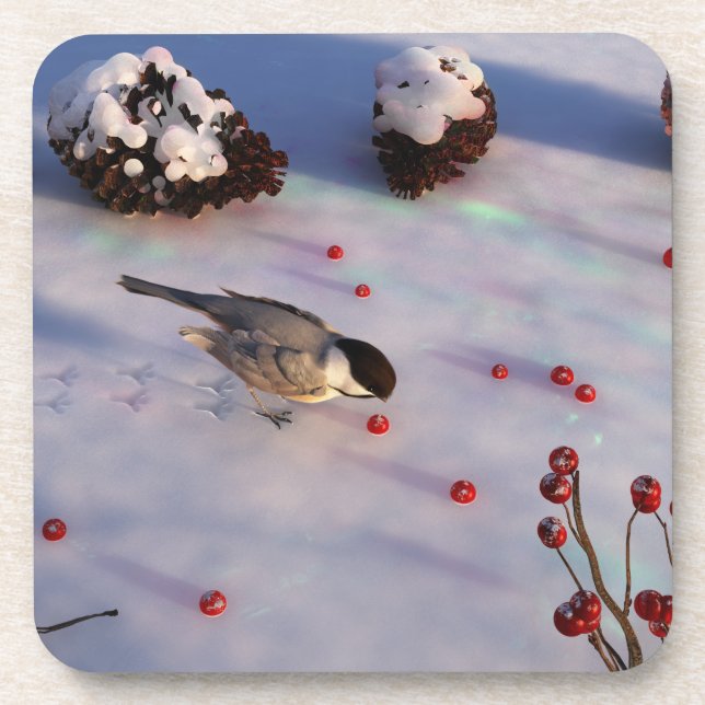 Dessous de verre de liège d'hiver de poulet (Devant)