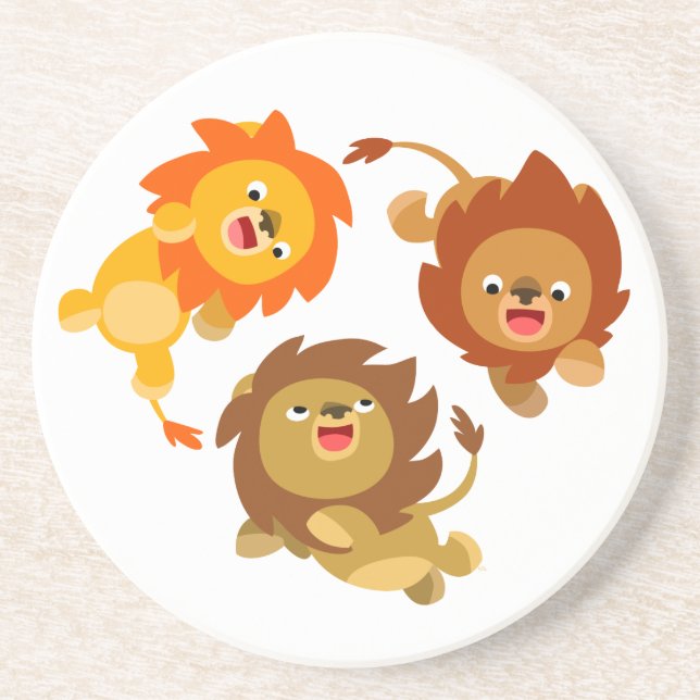 Dessous de verre de Lions Cartoon sans poids (Devant)