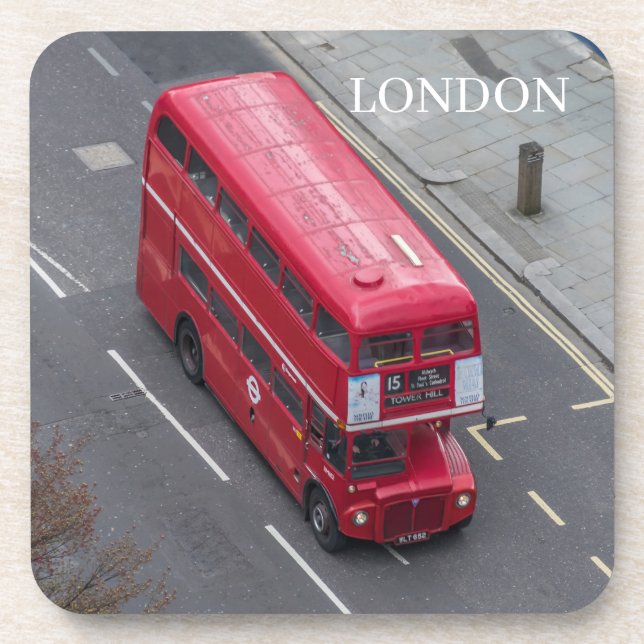 Dessous de verre de Londres en bus rouge vue aérie (Devant)
