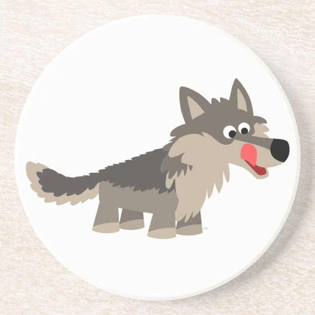 Dessous de verre de loup affamé de joli dessin ani (Devant)