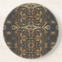 Dessous de verre de luxe noir et or