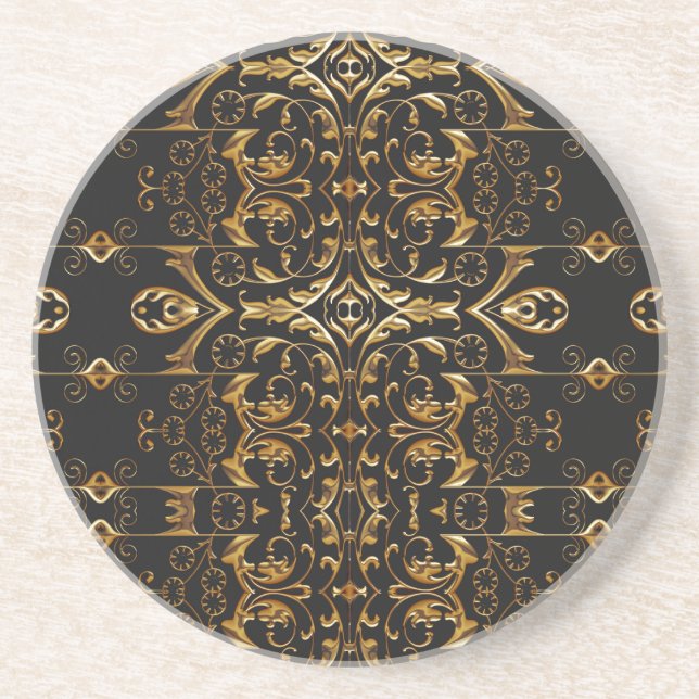 Dessous de verre de luxe noir et or (Devant)