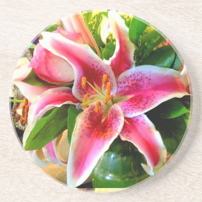 dessous de verre de lys starger rose (Devant)