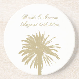 Dessous de verre de mariage de plage de sable avec