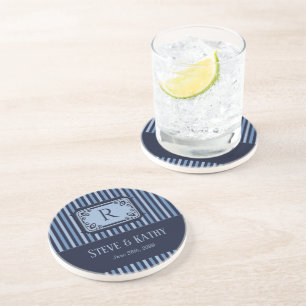 Dessous de verre de mariage sur mesure monogrammé 