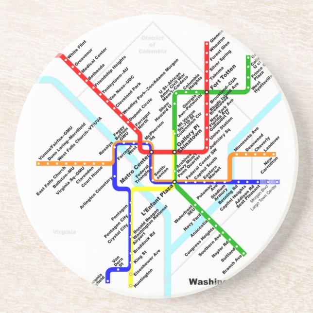 Dessous de verre de métro de DC de Washington (Devant)