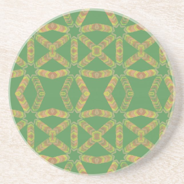 dessous de verre de motif en grès vert géométrique (Devant)