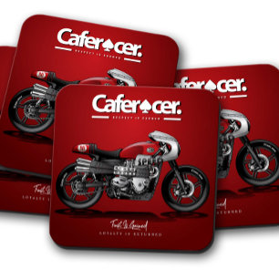 Dessous de verre de moto Red CafeRacer   Ensemble 