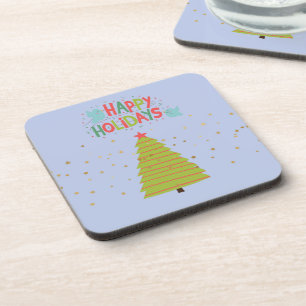 Dessous de verre de Noël avec arbre et Joyeuses fê